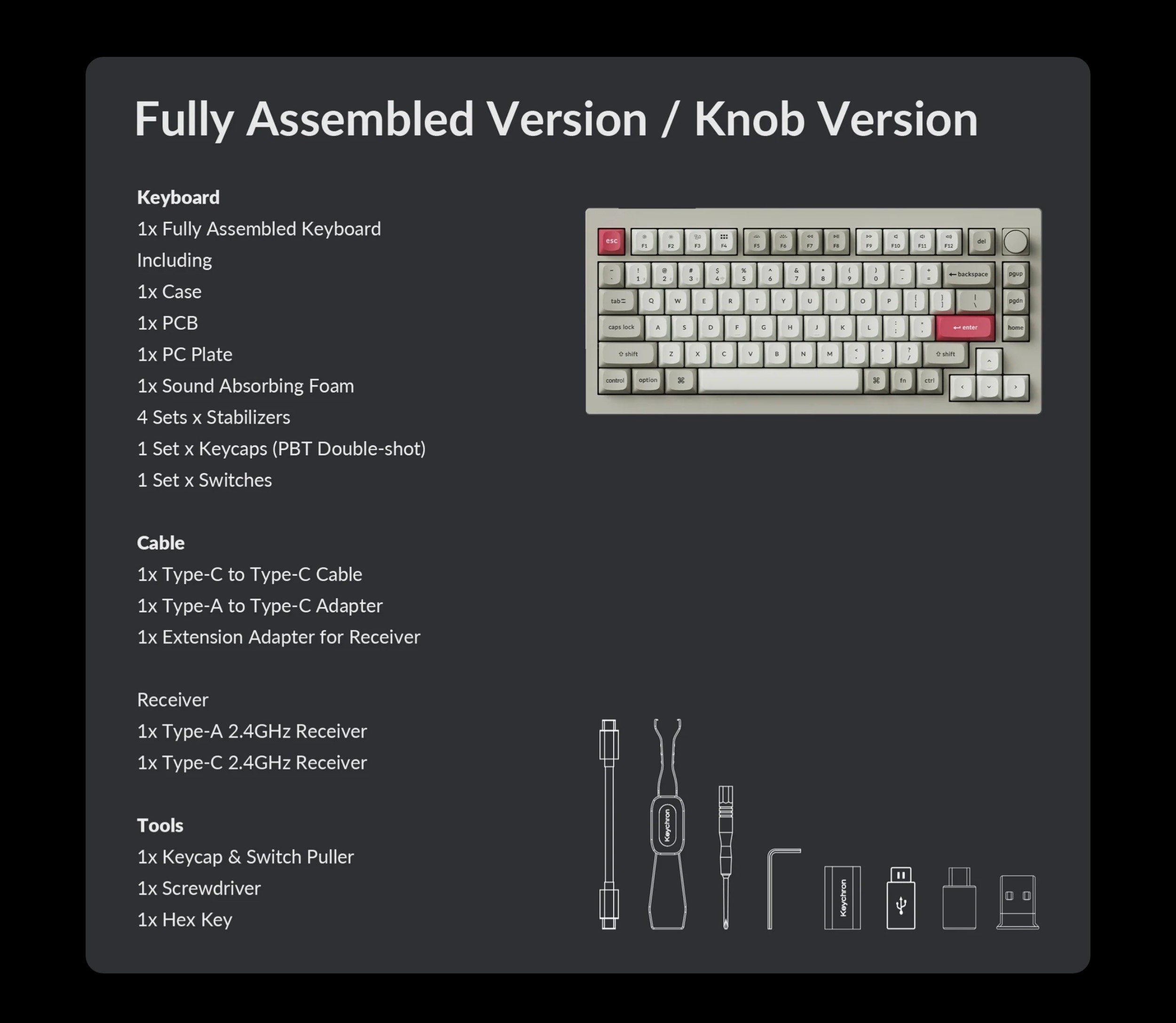 A large marketing image providing additional information about the product Keychron V1 Max - 75% QMK/VIA Wireless Custom Mechanical Keyboard - Retro Grey (Gateron Jupiter Red Switch) - Additional alt info not provided